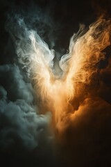 Flammenengel in stürmischen Wolken