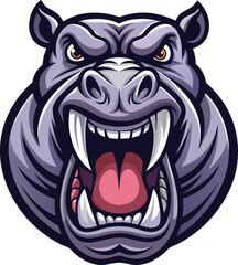 Angry Hippopotamus Cartoon Mascot Design