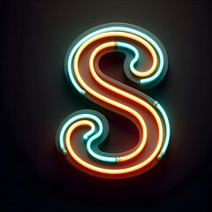 검은 배경, 알파벳 대문자 "S", 네온사인 (black background, Alphabet capital "S", neon sign)	
