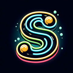 검은 배경, 알파벳 대문자 "S", 네온사인 (black background, Alphabet capital "S", neon sign)	
