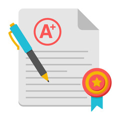 A colored design icon of grade sheet

