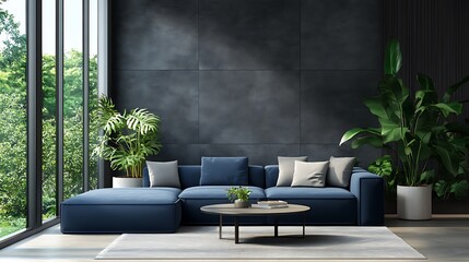 Modern Living Room Decor with Elegant Furnishings and Greenery for Cozy Home Interiors