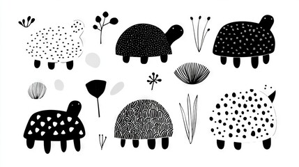   Illustration of a Turtle on White Background