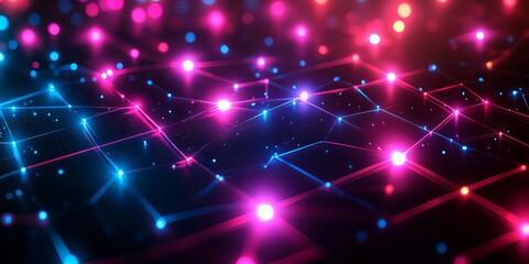 Fototapeta premium Glowing abstract futuristic connection background with digital technology elements in a deep blue space, featuring smooth lines and light patterns new beautiful stock image illustration AI