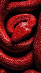 Fototapeta premium A red snake coiled among a group of red snakes, with another red snake nestled in their midst