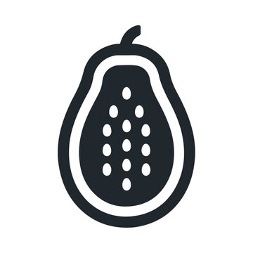 recommend clip art: Black silhouette papaya slice fruit with seed icon and vector illustration design