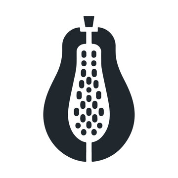 recommend clip art: Black silhouette papaya slice fruit with seed icon and vector illustration design