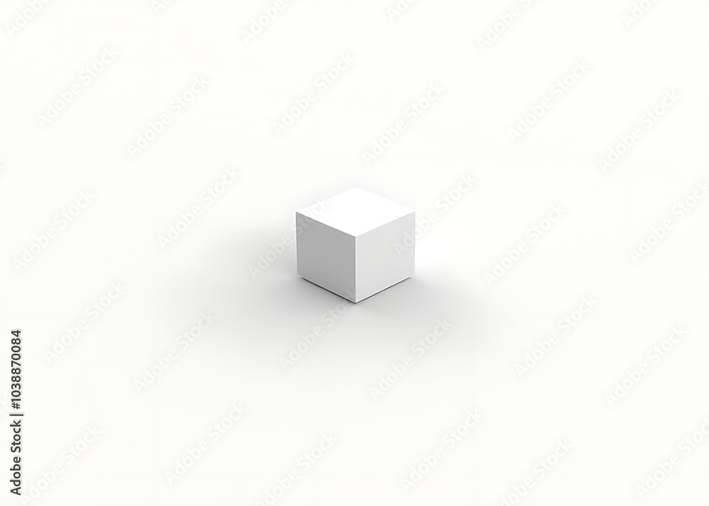 Poster Minimalist geometric design featuring isolated cubes on a white canvas generated by artificial intelligence technology.