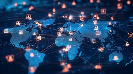 Obraz premium A digital representation of the world with interconnected data points