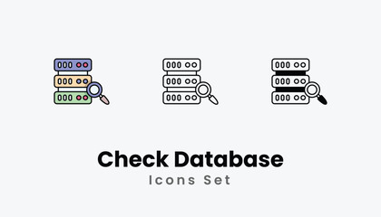 Check Database Icons thin line and glyph vector icon stock illustration