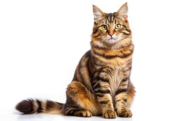 Obraz premium High-quality PNG image of a sitting American Bobtail cat, perfect for creative projects and graphic design applications. Ideal for art, marketing, and personalized designs.
