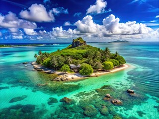 Ile aux Fouquet Island with Clear Blue Sky - A Tropical Paradise in Mauritius, Perfect for Travel and Nature Photography