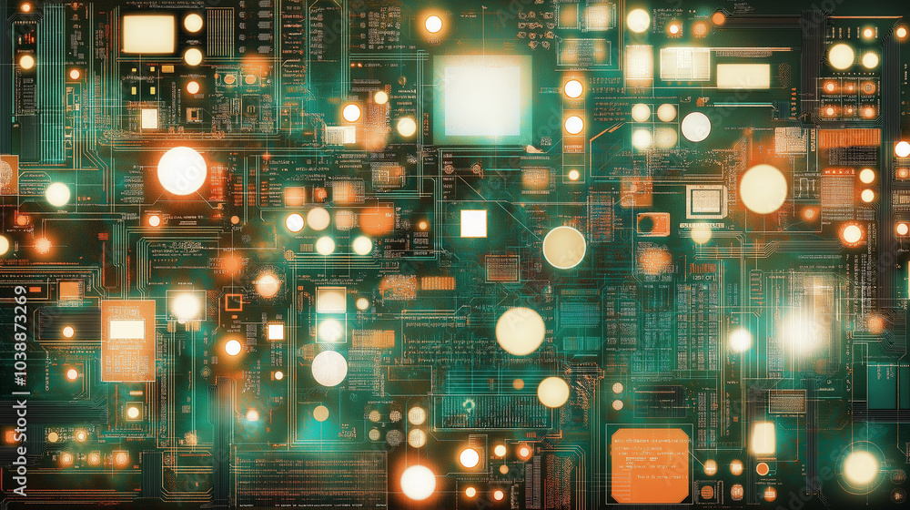 Poster a beauty futuristic abstract background in a high-tech style. shining lines and patterns resembling 