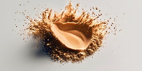Sand, beautifully scattered on a gray background, photo shoot, 