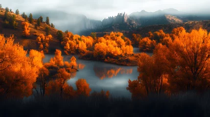 fall landscape, digital photography, fall colors, rich colors, light mist, epic © Todd's Studio