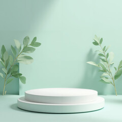 products display background with green pastel color