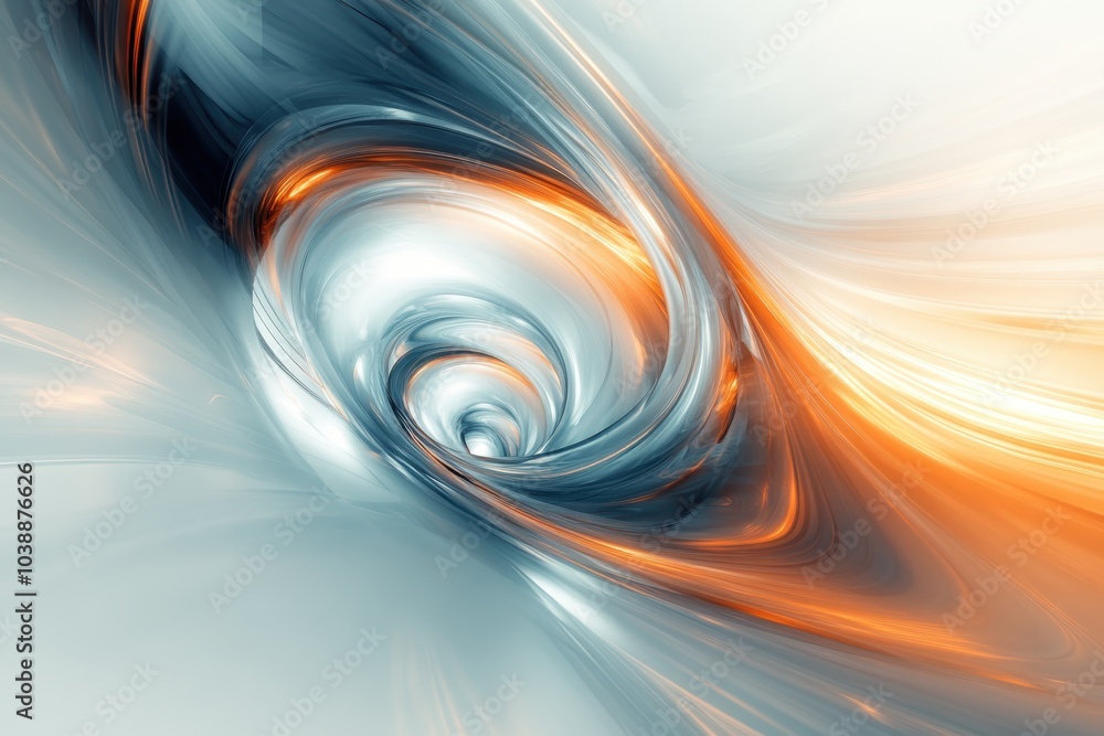 Poster abstract swirl of blue and orange hues creating a dynamic visual effect in digital art