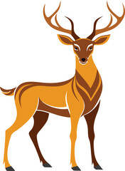 Brown Deer Antler Silhouette Illustration Design