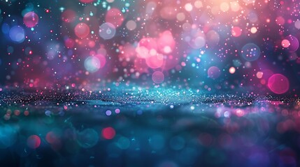 Vibrant Bokeh Lights and Glittering Particles in Abstract Scenes of Blue and Colorful Designs