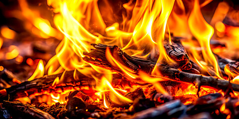 A close-up, high-definition photograph of a small but intense fire, with intricate details in the flames