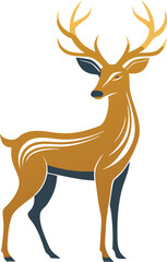 Golden Antlered Deer Illustration Design