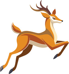 Yellow and Blue Jumping Deer Illustration