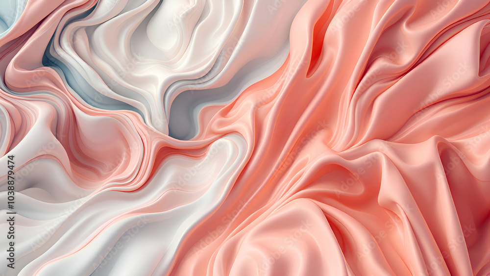 Aufkleber a closeup of a fabric with soft pink and white tones. the material is draped and folded, creating an
