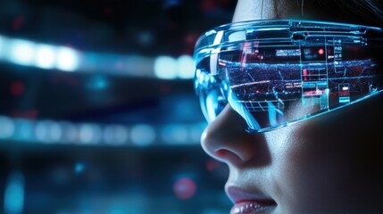 A sports fan watching a live game, using Augmented Reality style spectacles to view player stats and replays floating in their field of vision.