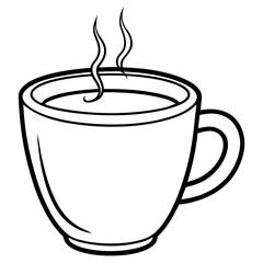 coffee cup paper line art on white background 