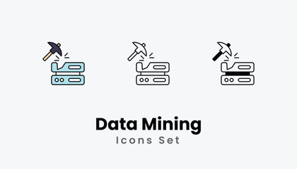 Data Mining Icons thin line and glyph vector icon stock illustration