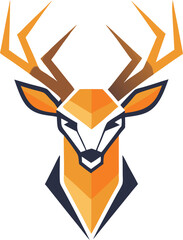Geometric Deer Head Logo Design Illustration