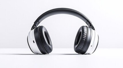White and black headphones on a white background.