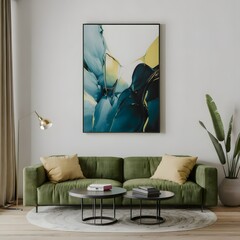 3D blank photo frame wall hanging vector