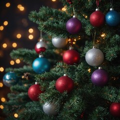 Fototapeta premium Colorful ornaments create a magical tree display