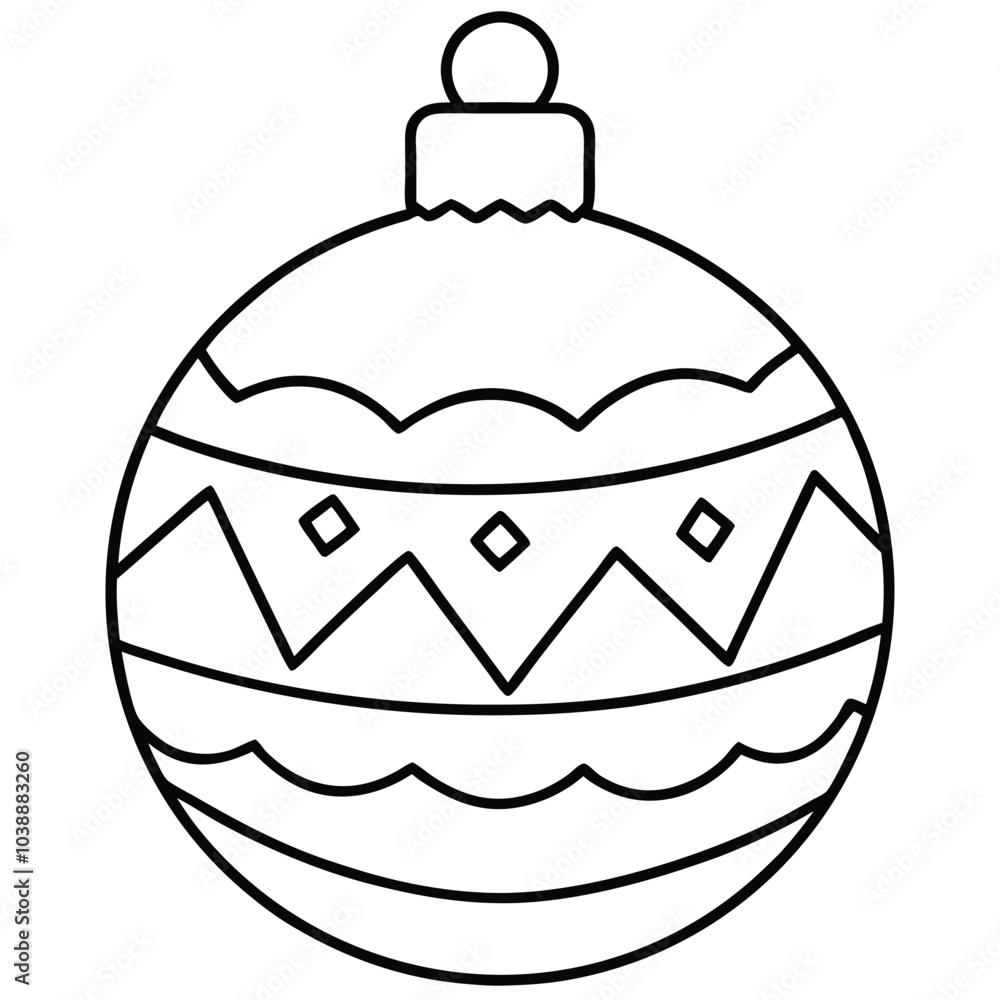 Poster Line Art Baubles Vector Collection.