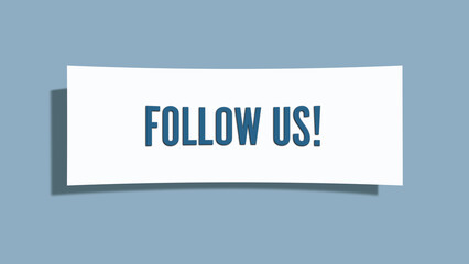 Follow Us. A card isolated on blue background.