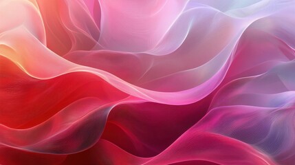 Obraz premium An abstract display of colorful waves in hues of pink and red, creating a modern texture that feels vibrant and inviting. A digital interpretation of waves.