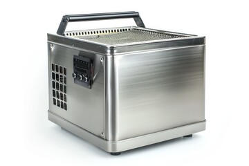 Stainless steel deep fryer isolated on white background