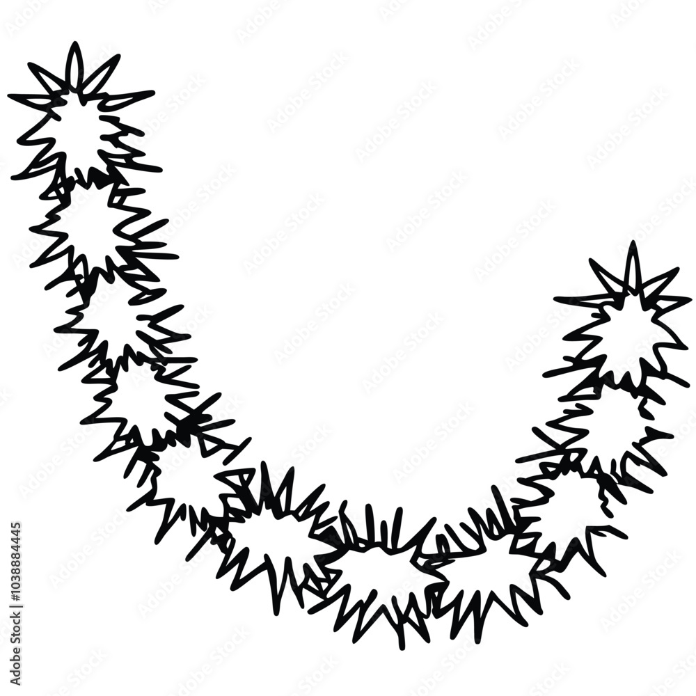 Poster Tinsel Line Art Elements.