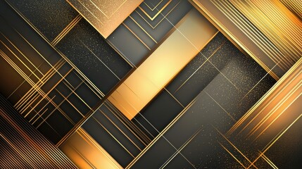A modern abstract image featuring intricate geometric patterns in gold and black colors, ideal for digital displays and backgrounds.