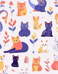 Haloween animals set kawaii doodles
