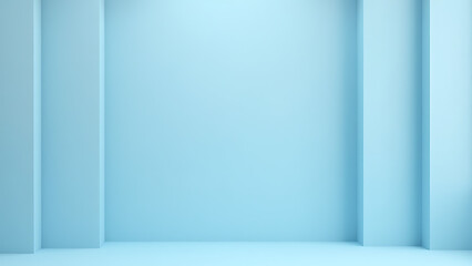 Soft blue walls with symmetrical lines create a calm background for decoration purposes effectively.