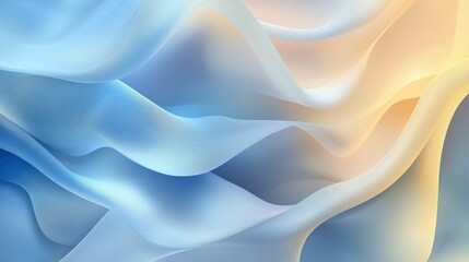 Obraz premium A soft, flowing pattern of light blue and cream waves creates a soothing atmosphere, conveying a sense of calm and elegance in this abstract design.