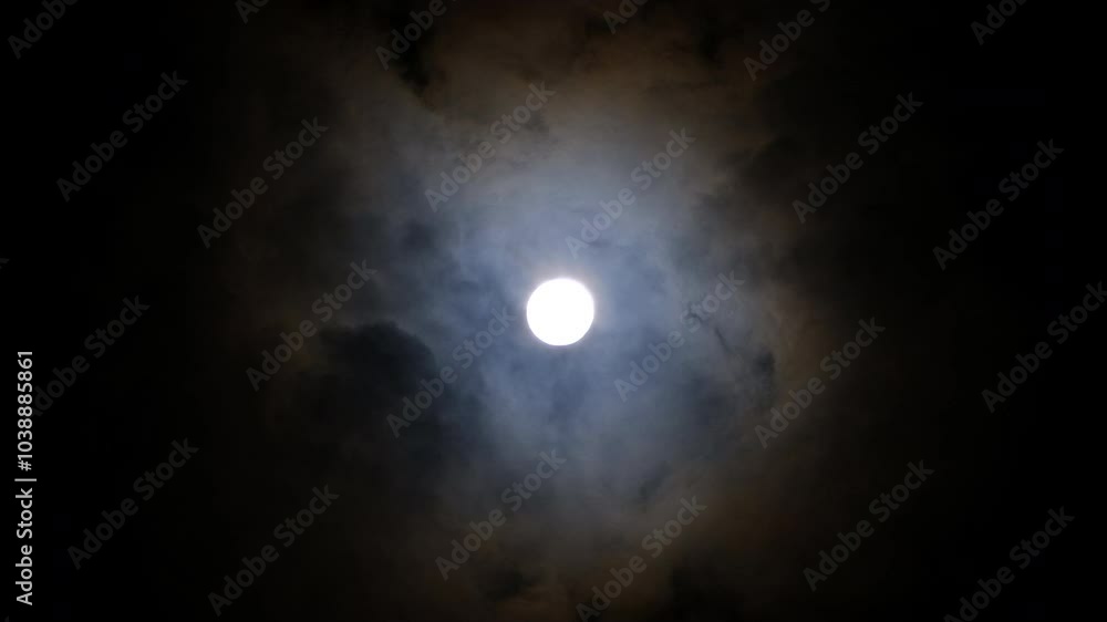 Wall mural full moon in the night sky with clouds