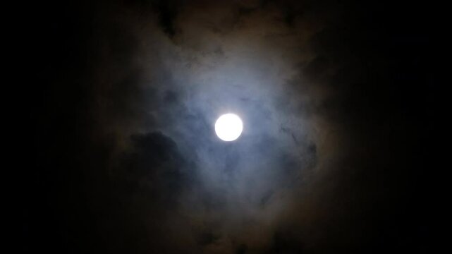 full moon in the night sky with clouds