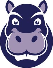 Smiling Cartoon Hippopotamus Head Icon Design