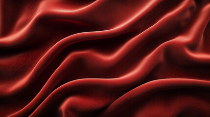 Obraz premium A close-up view of red silk fabric with soft, flowing folds that create a sense of luxury and elegance. The smooth texture and rich color. Sophistication, opulence, and sensuality, fashion, interior 
