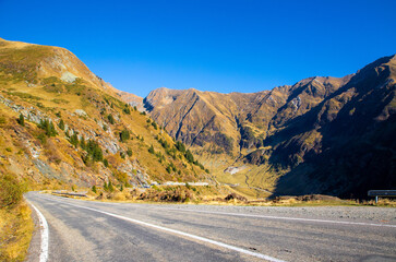 Landscape with the Fagaras mountains in Romania seen from the Transfagarasan road