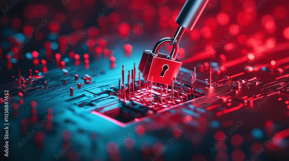Poster a digital lock being picked with tools, symbolizing the vulnerability of online systems to hacking a