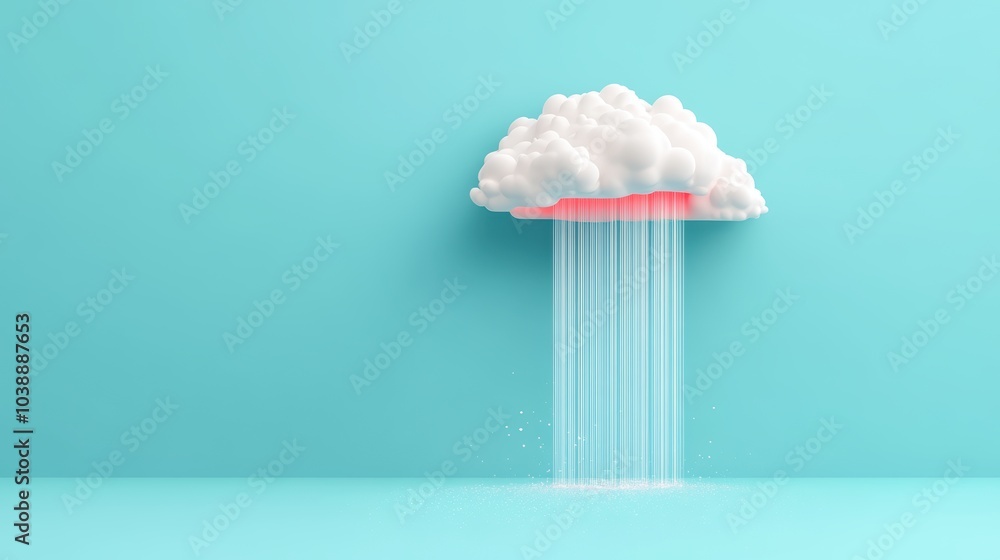 Poster a cloud icon with a flowing stream of data flowing into it, symbolizing the concept of cloud storage